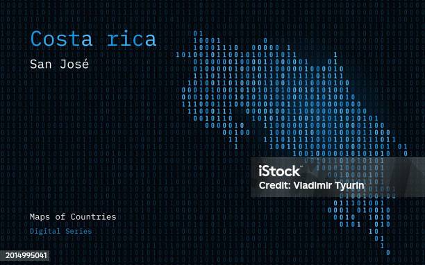 Costa Rica Map Shown In Binary Code Pattern Matrix Numbers Zero One ...