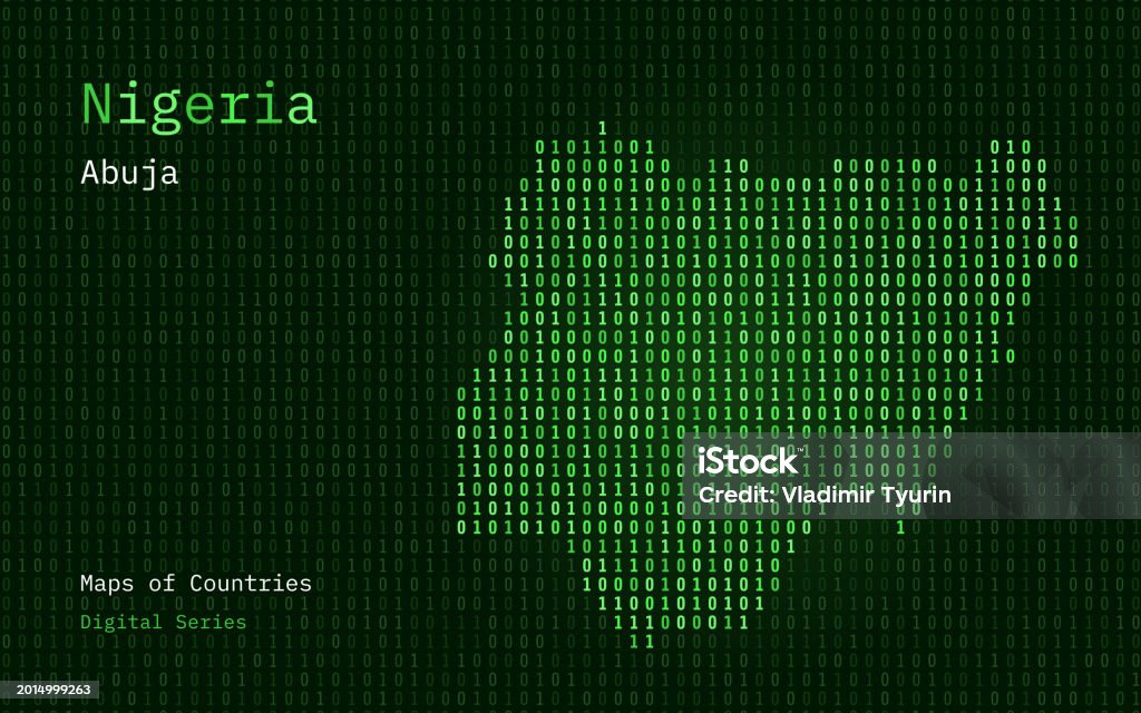 Nigeria Map Shown In Binary Code Pattern Matrix Numbers Zero One Stock ...