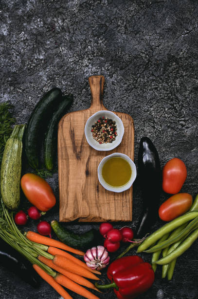 istock Vegetables cooking ingredients, top view, copy space, flat lay. 2015008476