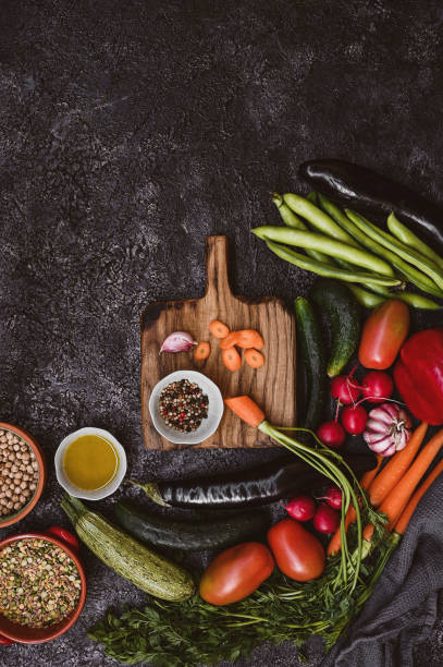 istock Food composition with ripe vegetables and legumes. 2015009536