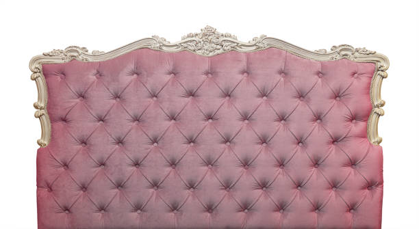 istock Pink velvet bed headboard isolated on white 2015047489