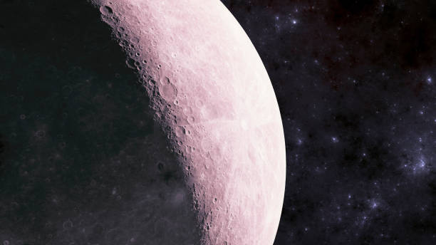 istock Lunar surface, view of the shadow line craters. Satellite view. Moon 2015060509