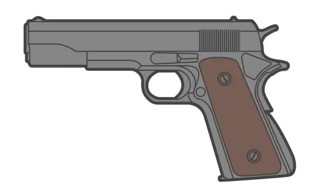 Vector illustration of The handgun isolated on white background
