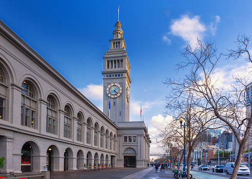 San Francisco, California, United States - March 20, 2012: San Francisco Ferry Building at dawn.