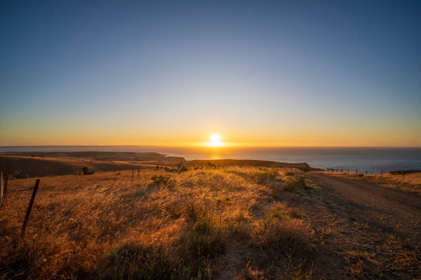 Sunset over the vast landscape of Cape Jervis, South Australia