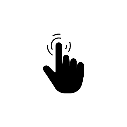 Press Gesture, Tap Button on Touch Screen solid icon design on a white background. This black flat icon suits infographics, web pages, mobile apps, UI, UX, and GUI designs.