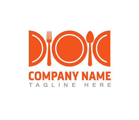 Restaurant symbol with a plate, fork and spoon. Vector illustration design for food court or kitchen