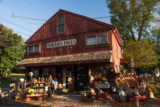 Chamblee, Georgia, USA - May 20, 2014: The sun sets on Atlanta Furniture Restoration, Chamblee Antiques and Collectibles, and Rust 'n Dust Antiques along Chamblee's Antiques Row in Chamblee, Georgia.