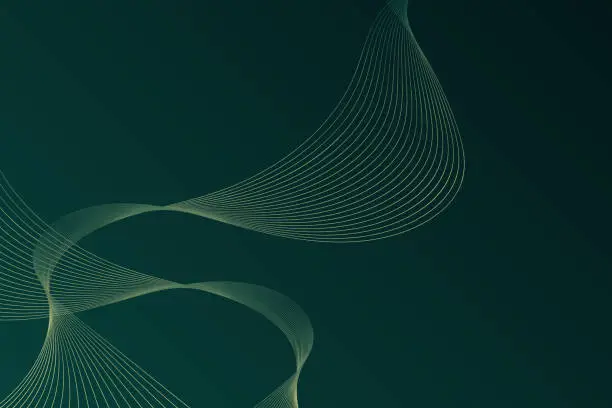 Vector illustration of Dark Green Background With Wavy Lines