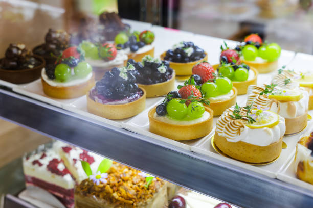istock Closeup fruit cake in the chiller in the restaurant 2015199079