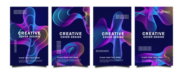 kuvapankkikuvitukset aiheesta set of trendy gradient cover design abstract background template with dynamic soft colourful and wavy fluid shapes - elektro
