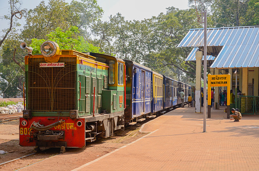 Matheran, Maharashtra, India. November 12, 2012. Toy train, Heritage train at Matheran railway station.