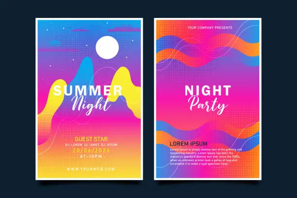 Vector illustration of Summer Night Party Poster Template