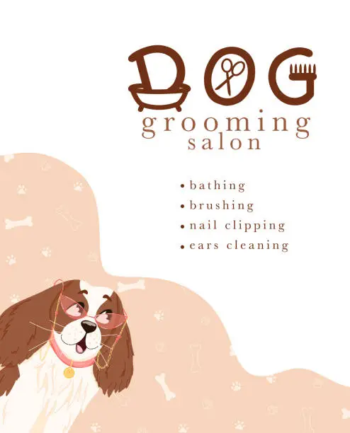 Vector illustration of Poster design for dog grooming salon