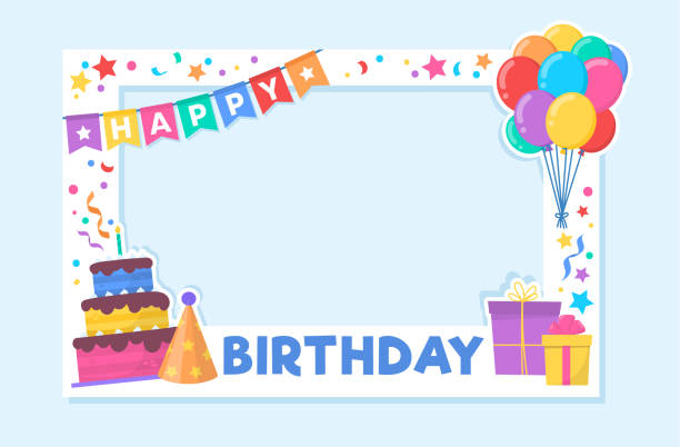 istock Happy Birthday Cartoon Party Frame. Vibrant Vector Illustration. Celebration and party concept. 2015247115