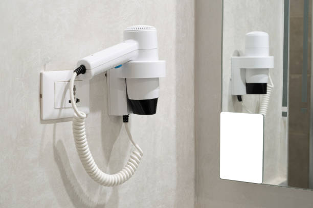 istock hair drier in the bathroom on marble counter 2015266579
