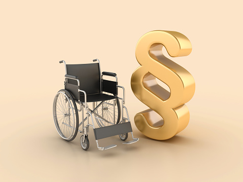 Wheelchair with Section Sign - Color Background - 3D Rendering