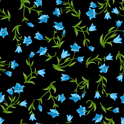 Bluebells Flowers Seamless Background Pattern