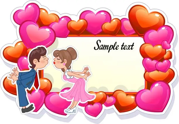 Vector illustration of Romantic card with a couple in love.