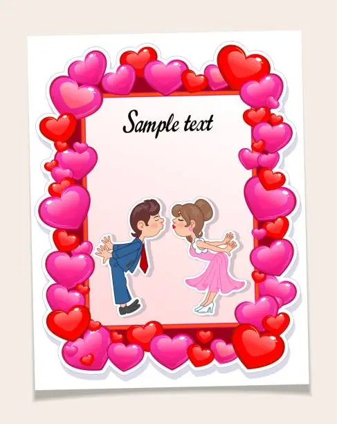 Vector illustration of Wedding invitation cartoon card with characters.