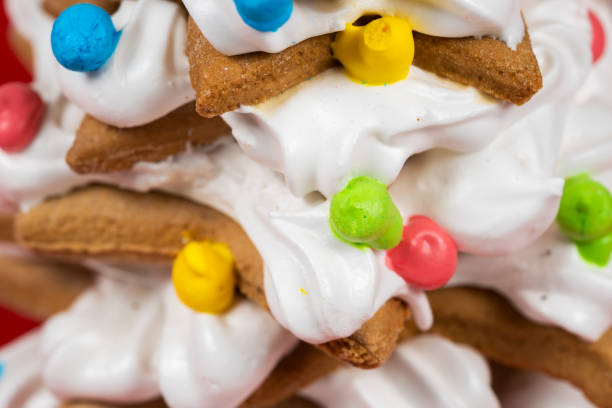 Tasty homemade Christmas cookie background. close up