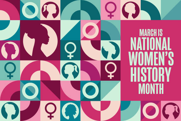 March is National Womenâs History Month. Holiday concept. Template for background, banner, card, poster with text inscription. Vector EPS10 illustration. March is National Womenâs History Month. Holiday concept. Template for background, banner, card, poster with text inscription. Vector EPS10 illustration day stock illustrations