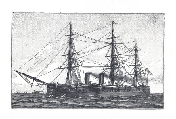 ilustrações, clipart, desenhos animados e ícones de navio a vapor de dupla rosca (navio a vapor) após a 1ª guerra mundial, ilustração.
velho navio a vapor. dmitri sonskoy cruzador russo dmitri donskoi 1885. navio a vapor da rússia. navio de guerra russo histórico. ilustração do navio de guerra russo - etching sailing ship passenger ship sea