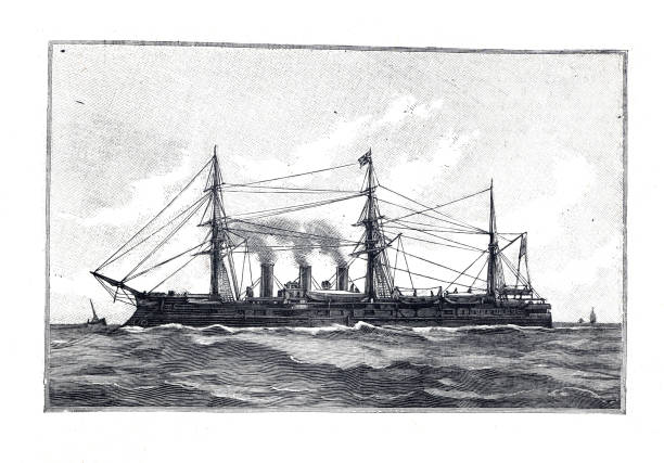 ilustrações de stock, clip art, desenhos animados e ícones de double-screw steamer (steam ship) after the world war 1, illustration.
old steam ship empereur nicolas souvenir dázow russia steamship. historical russian warship. russian war ship illustration. - etching sailing ship passenger ship sea