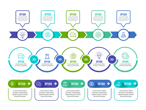 Vector illustration of the infographic elements, timelines.