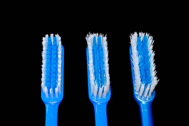 One new with clustered bristles, one used for three months and one used longer with disheveled, bristly and shaggy feather.