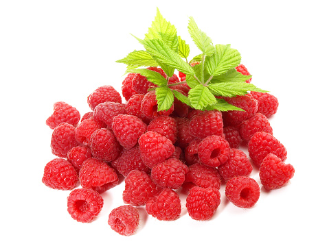 Raspberries with Leaves - Isolated