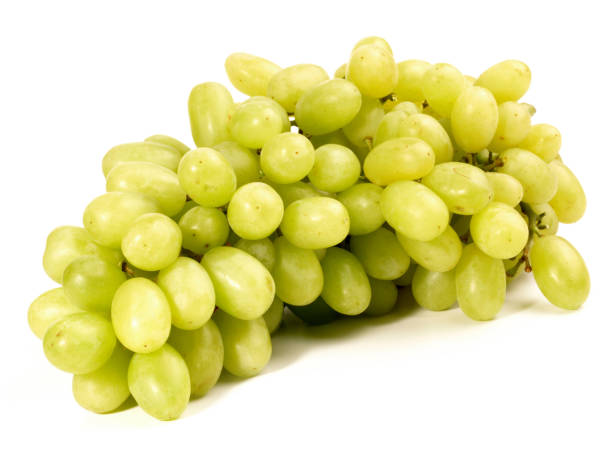 istock Seedless green Grapes with big yellow Raisins on white Background - Isolated 2015376731