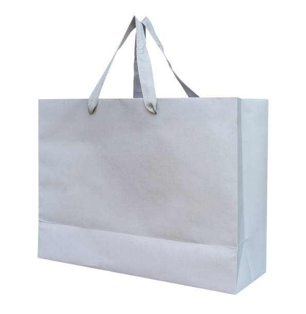 Gray paper bag isolated on white background with clipping path
