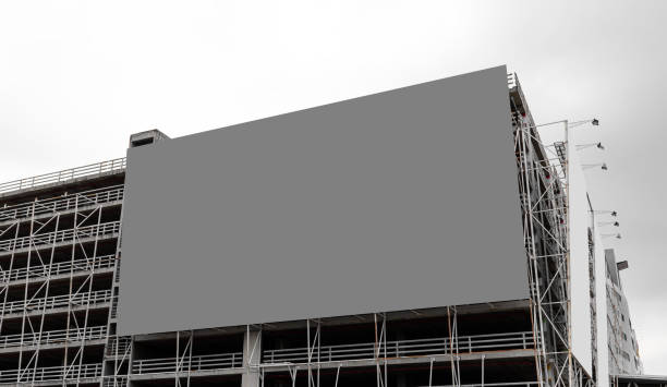 istock Mock up grey background billboard on parking lot building. Clipping path for mockup 2015386687