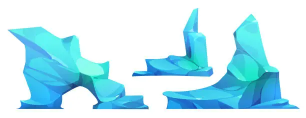 Vector illustration of Big chunks and pieces of iceberg