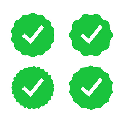 Check icon tick mark sign. Ok correct yes green vector accept choice list success right checkmark.