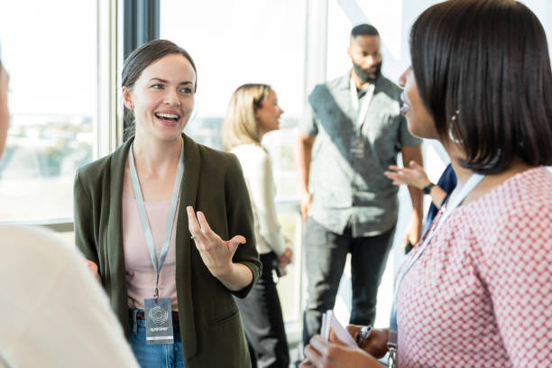 istock Female small business owners talk and introduce themselves 2015414477