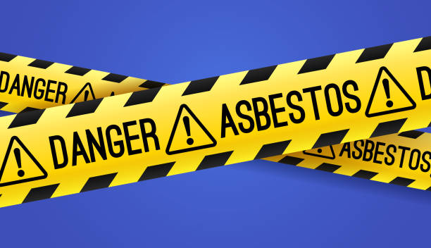 niebezpieczeństwo azbestu ostrzegawcza taśma ostrzegawcza - confined space warning sign sign toxic waste stock illustrations