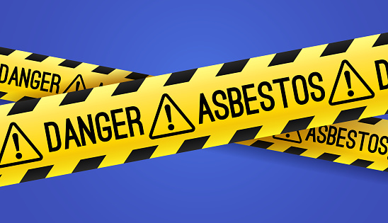 Danger Asbestos caution and warning tape.