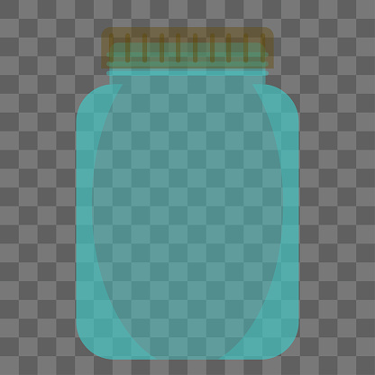 Glass jar vector empty glassware with lid or cover for canning and preserving,  illustration glassful  isolated on transparent background. Eps 10. cartoon style, flat