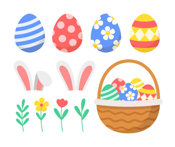 stockillustraties, clipart, cartoons en iconen met easter day design elements vector illustration - paasmand