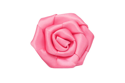 Cutout material rose. Pink rose made of soft fabric.