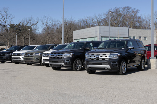 Indianapolis - February 11, 2024: Ford Expedition display at a dealership. Ford offers the Expedition in XL, XLT, Limited, Timberline and King Ranch models.
