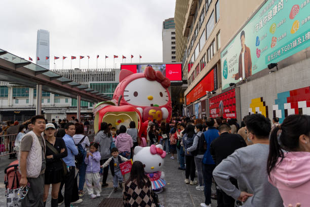 Hong Kong - February 16, 2024 : People at the Harbour City in Tsim Sha Tsui, Kowloon, Hong Kong.