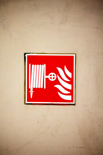 A sign for where to find a fire extinguisher
