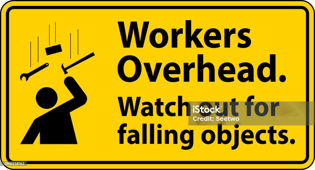 Falling Off Rack Sign Warning Falling Debris Sign Workers Overhead Falling Objects Stock ...