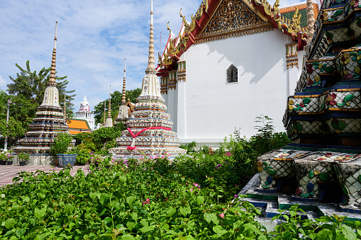 Wat Pho, official Thai name Wat Phra Chetuphon Wimon Mangkhalaram Rajwaramahawihan also known as Temple of Reclining Buddha. Phra Nakhon District. Bangkok. Thailand.