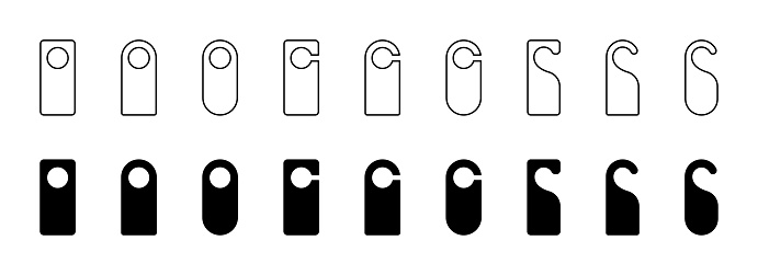 Door hanger icon. Hotel tags disturb silhouette symbol collection. Door hanger vector icon