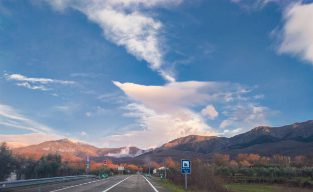 Caceres, Spain - January 19th, 2024: Driving along EX-205, conecting A-66 with Hervas, Caceres, Spain