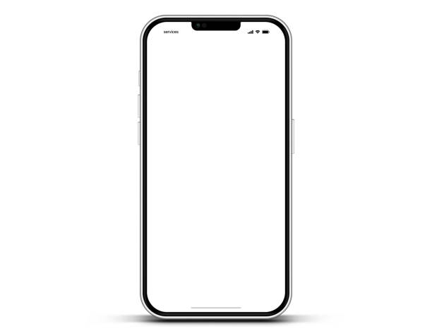 illustrations, cliparts, dessins animés et icônes de realistic smartphone mockup. mobile phone vector with isolated on white background. device front view. 3d mobile phone with shadow. realistic, high quality smart phone mockup for ui ux presentation. - fond blanc
